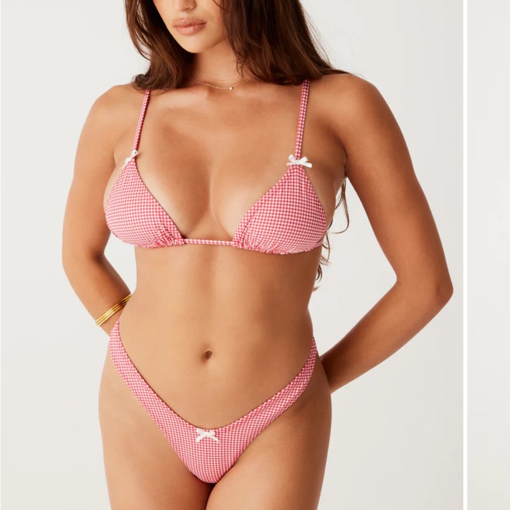 Frankies Bikinis Red Gingham Bikini Set